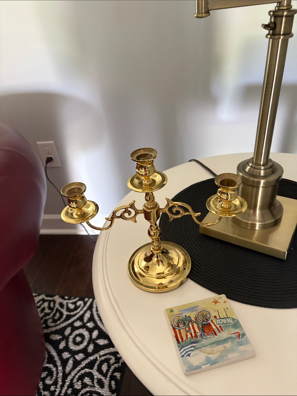 Baldwin Polished Brass Three-Arm Candelabra